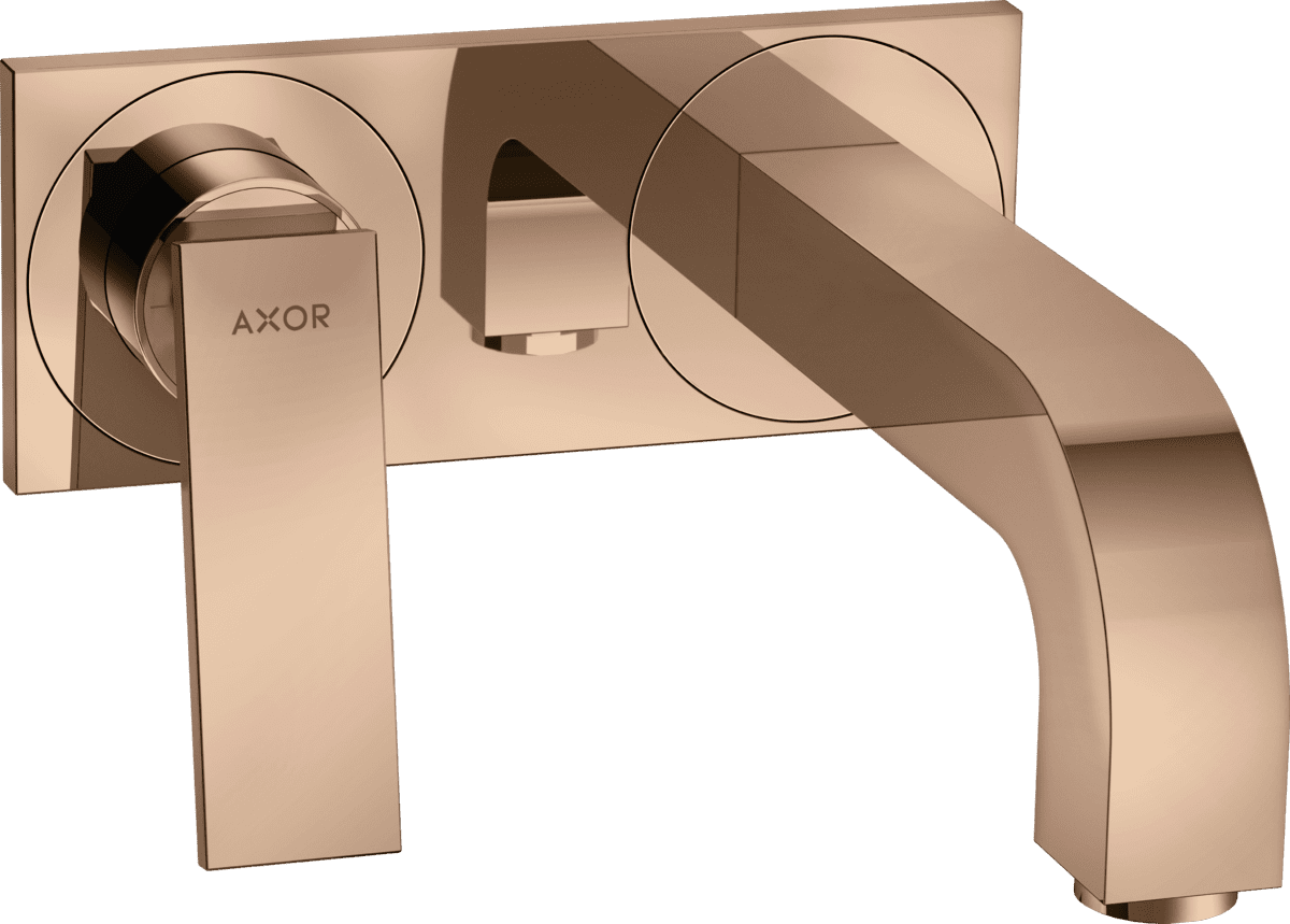 HANSGROHE AXOR Citterio Einhebel-Waschtischmischer Unterputz für Wandmontage mit Hebelgriff, Auslauf 220 mm und Platte #39119300 - Polished Red Gold