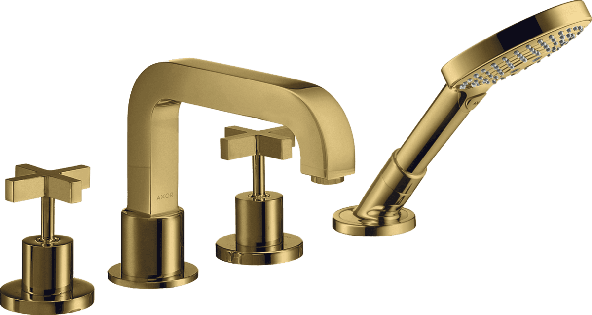 HANSGROHE AXOR Citterio 4-Loch Wannenrandarmatur mit Kreuzgriffen #39445990 - Polished Gold Optic