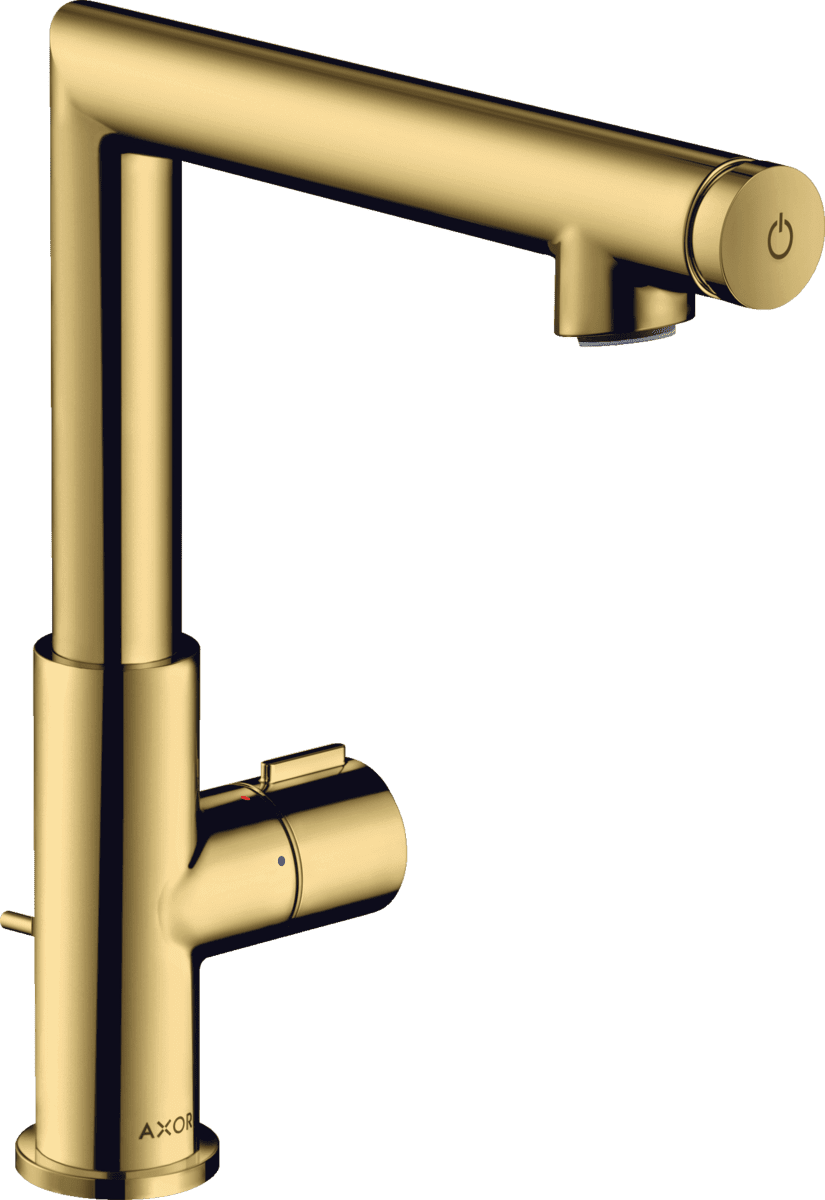 HANSGROHE AXOR Uno Waschtischmischer Select 220 mit Zugstangen-Ablaufgarnitur #45016990 - Polished Gold Optic