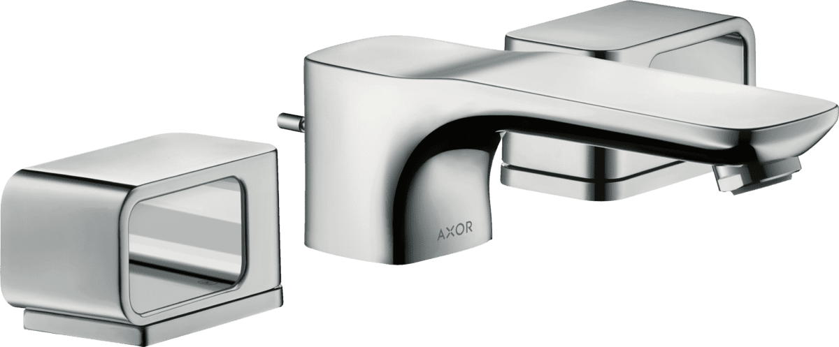 HANSGROHE AXOR Urquiola 3-Loch Waschtischarmatur 50 mit Rosetten und Zugstangen-Ablaufgarnitur #11041310 - Brushed Red Gold