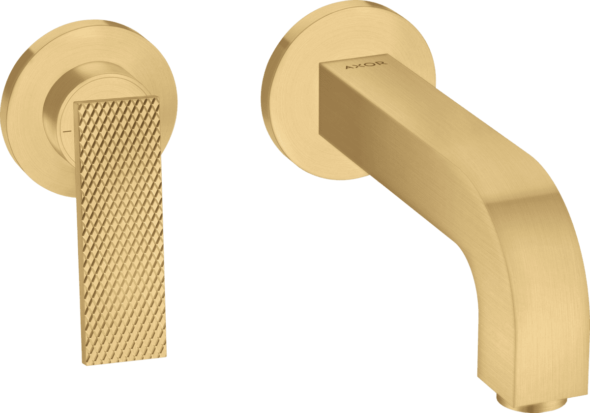 HANSGROHE AXOR Citterio Einhebel-Waschtischmischer Unterputz für Wandmontage mit Hebelgriff, Auslauf 220 mm und Rosetten - Rautenschliff #39181250 - Brushed Gold Optic