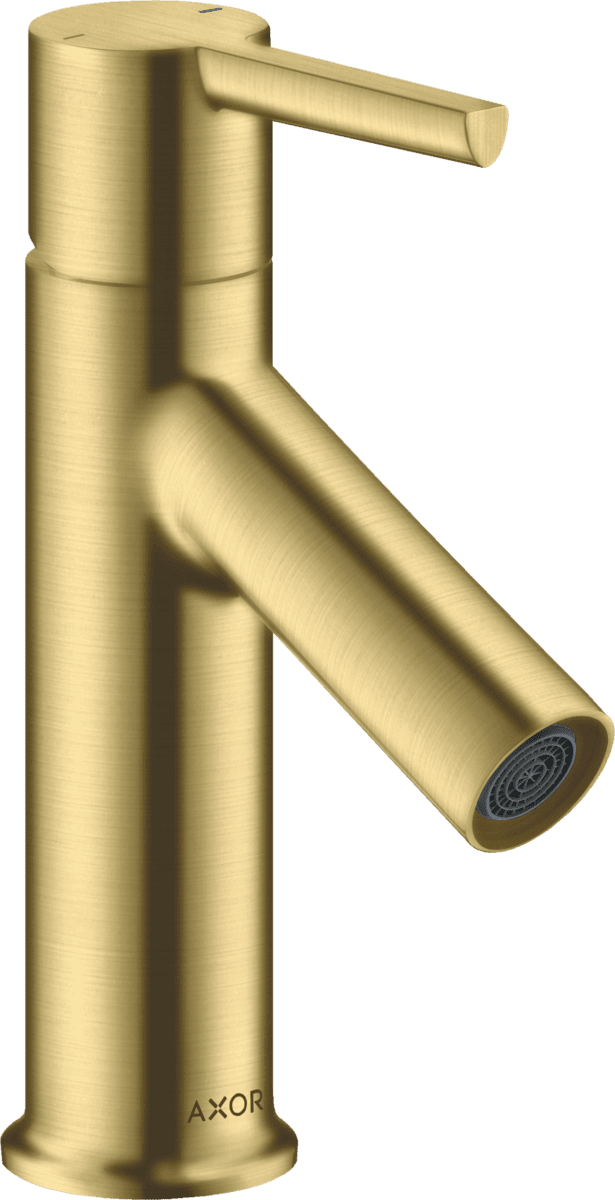 HANSGROHE AXOR Starck Einhebel-Waschtischmischer 80 mit Hebelgriff für Handwaschbecken mit Zugstangen-Ablaufgarnitur #10102950 - Brushed Brass