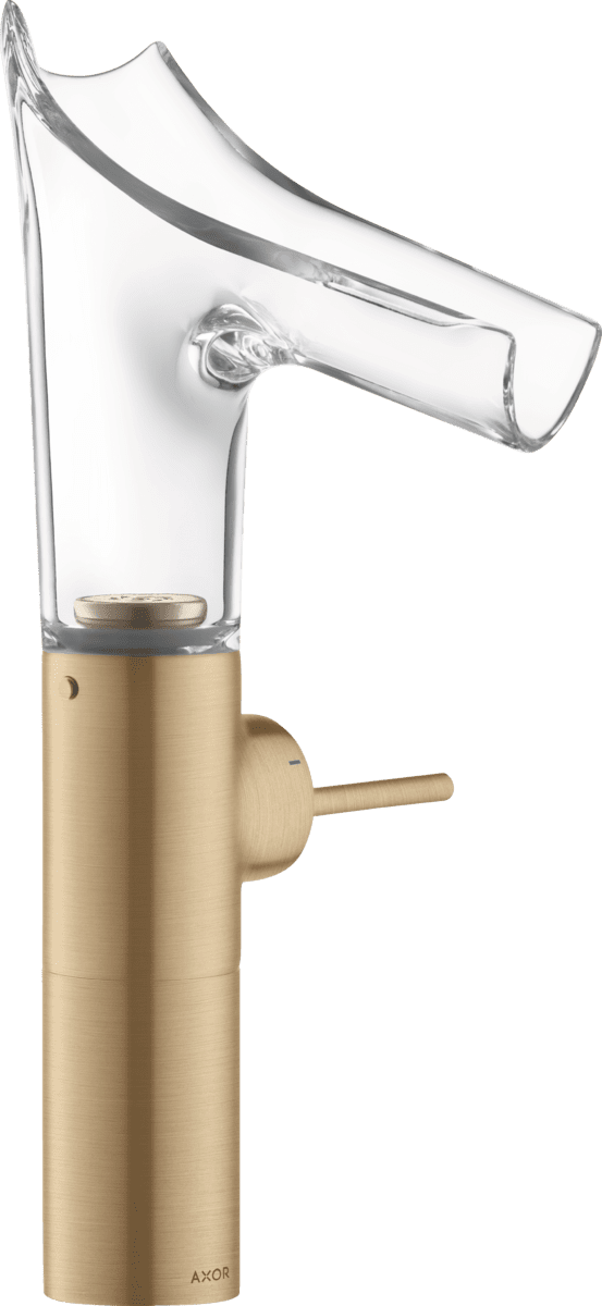 HANSGROHE AXOR Starck V Einhebel-Waschtischmischer 220 mit Glasauslauf für Aufsatzwaschtische mit Ablaufgarnitur #12114140 - Brushed Bronze