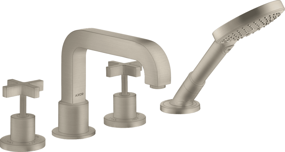 HANSGROHE AXOR Citterio 4-Loch Wannenrandarmatur mit Kreuzgriffen #39445820 - Brushed Nickel
