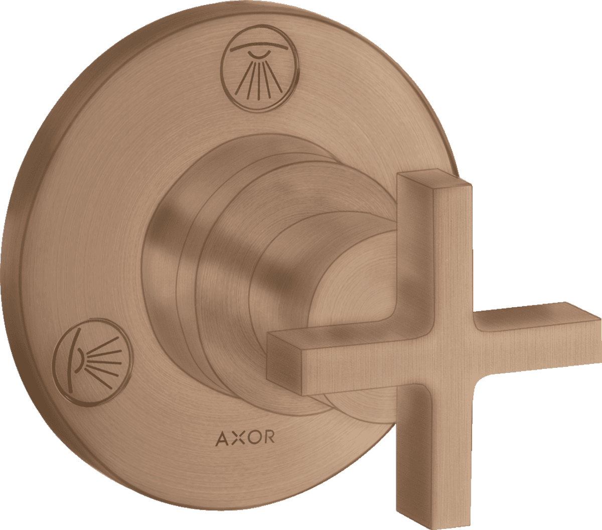 HANSGROHE AXOR Citterio Ab- und Umstellventil Trio/ Quattro Unterputz mit Kreuzgriff #39925310 - Brushed Red Gold