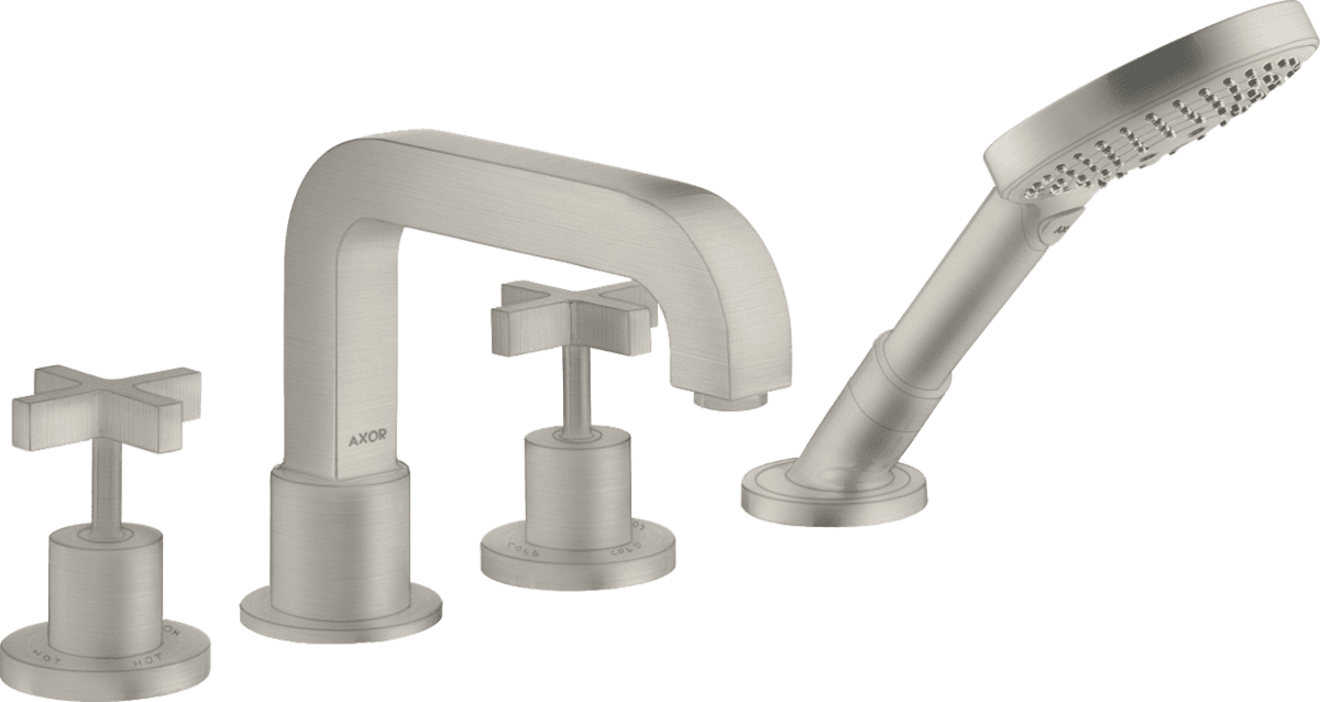 HANSGROHE AXOR Citterio 4-Loch Wannenrandarmatur mit Kreuzgriffen #39445800 - Edelstahl Optic