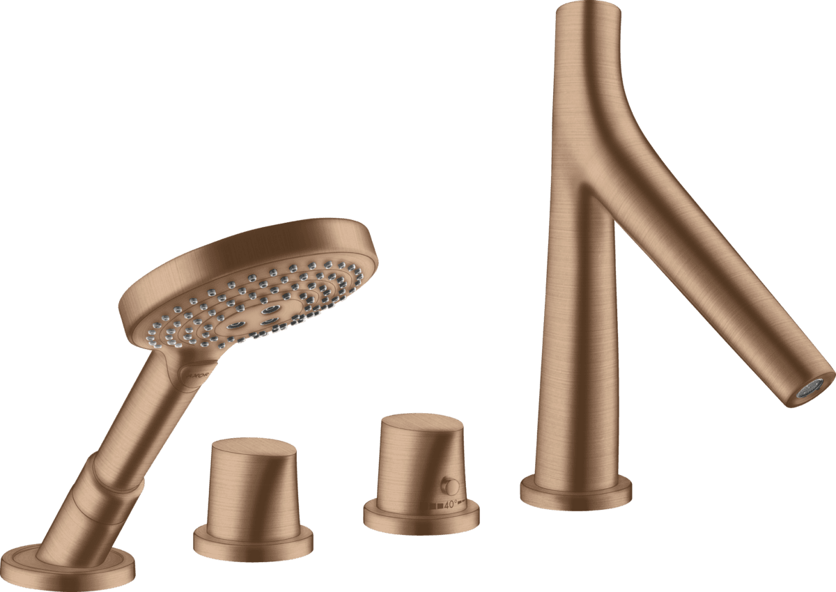 HANSGROHE AXOR Starck Organic 4-Loch Wannenrandarmatur mit Thermostat #12425310 - Brushed Red Gold