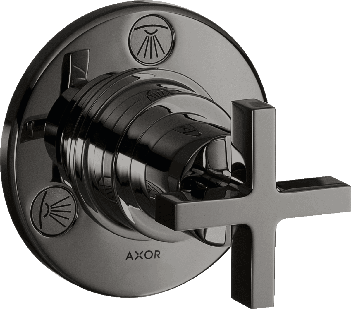 HANSGROHE AXOR Citterio Ab- und Umstellventil Trio/ Quattro Unterputz mit Kreuzgriff #39925330 - Polished Black Chrome