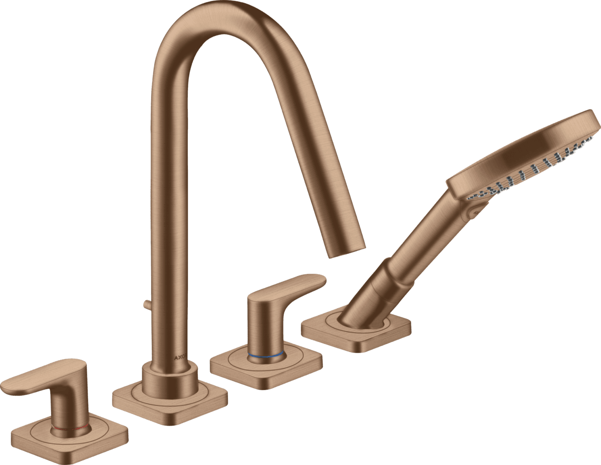 HANSGROHE AXOR Citterio M 4-Loch Fliesenrandarmatur mit Hebelgriffen und Rosetten #34454310 - Brushed Red Gold