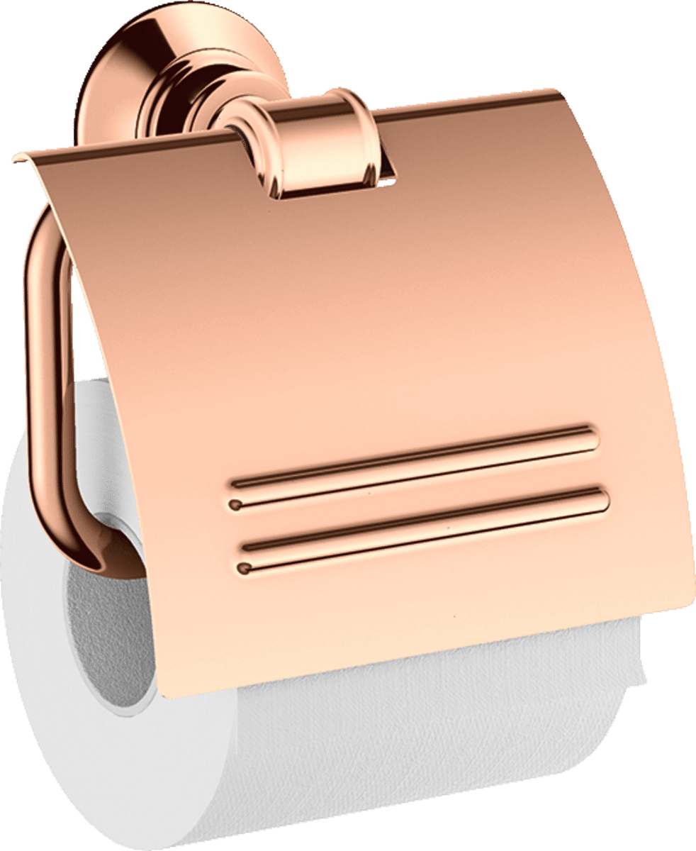 HANSGROHE AXOR Montreux Toilettenpapierhalter mit Deckel #42036300 - Polished Red Gold