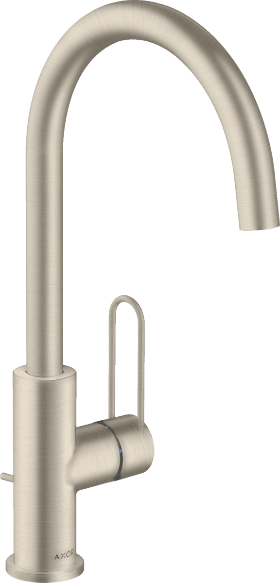 εικόνα του HANSGROHE AXOR Uno Single lever basin mixer 240 with loop handle and pop-up waste set #38036820 - Brushed Nickel