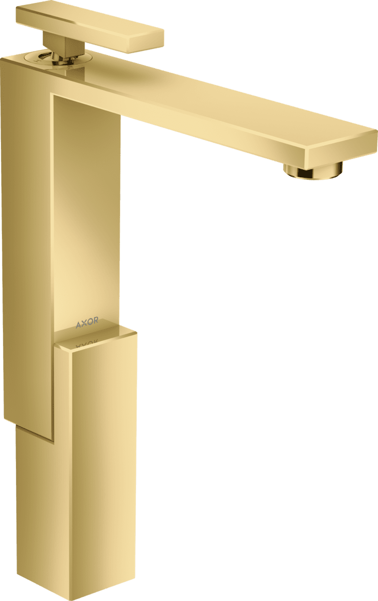 HANSGROHE AXOR Edge Einhebel-Waschtischmischer 280 für Aufsatzwaschtische mit Push-Open Ablaufgarnitur #46030990 - Polished Gold Optic