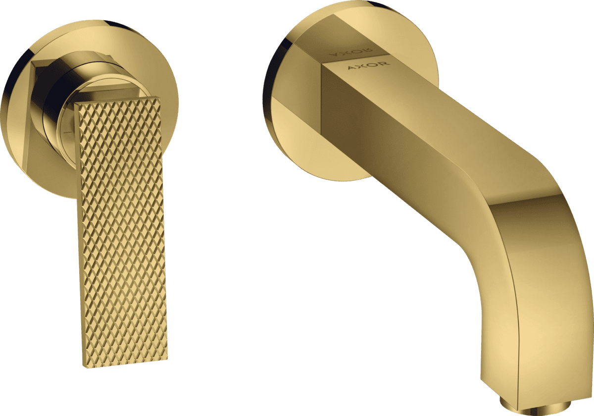 HANSGROHE AXOR Citterio Einhebel-Waschtischmischer Unterputz für Wandmontage mit Hebelgriff, Auslauf 220 mm und Rosetten - Rautenschliff #39181990 - Polished Gold Optic