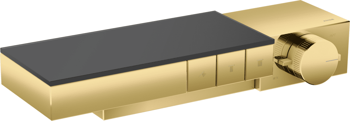 εικόνα του HANSGROHE AXOR Edge Thermostat for exposed/ concealed installation for 3 functions #46140990 - Polished Gold Optic