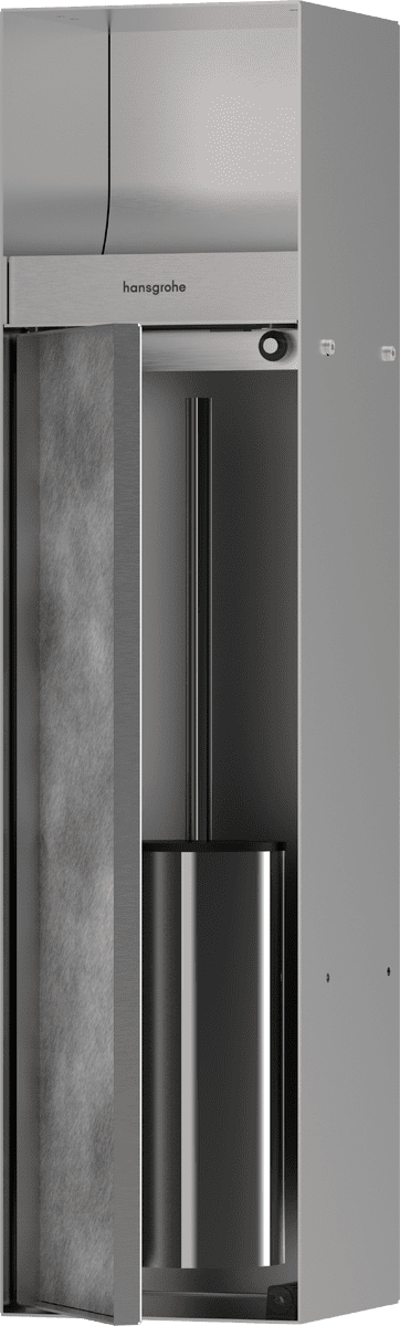 HANSGROHE XtraStoris Rock Einbau Toilettenbürstenhalter mit Papierhalter und befliesbarer Tür #56062800 - Edelstahl gebürstet