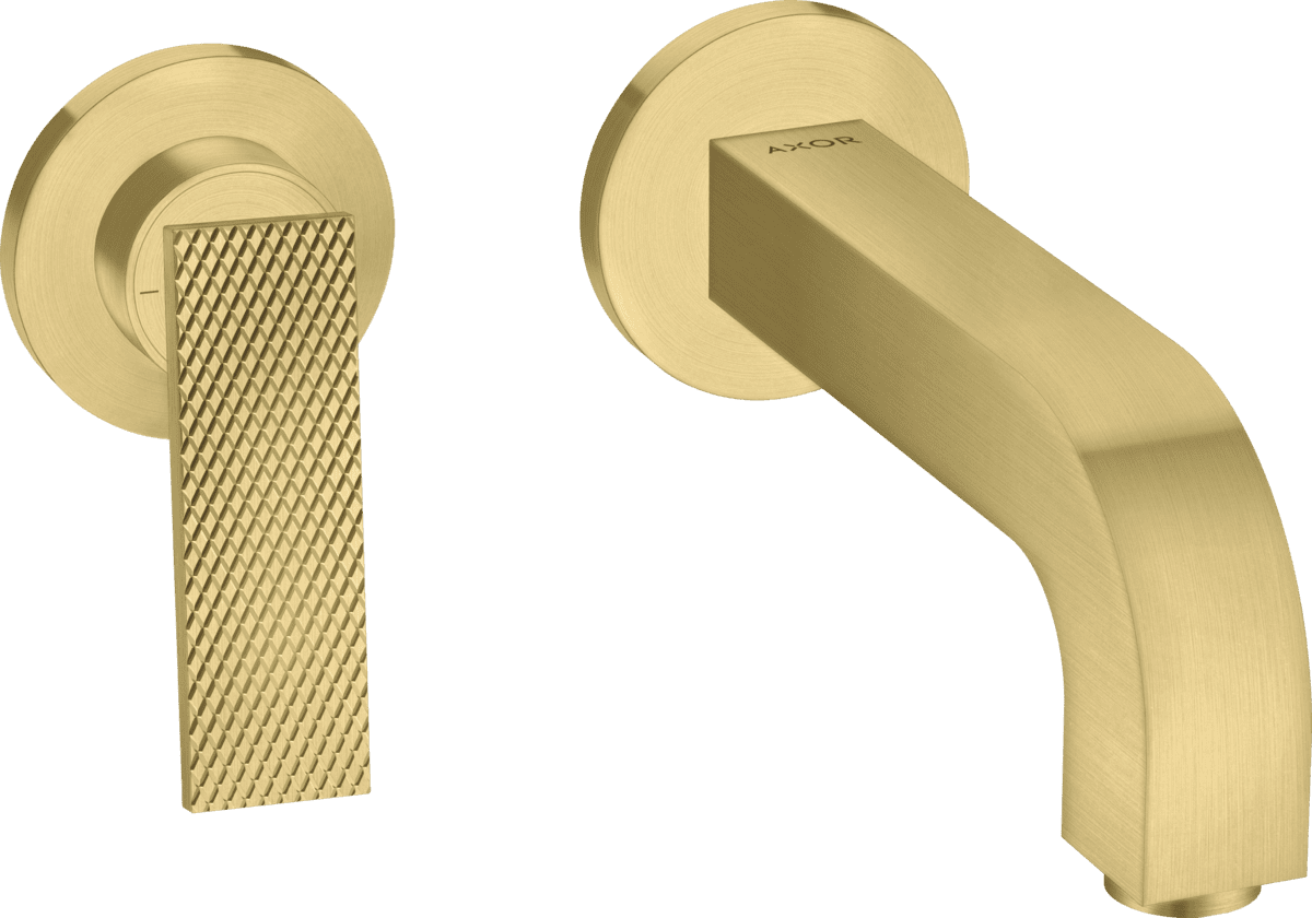 HANSGROHE AXOR Citterio Einhebel-Waschtischmischer Unterputz für Wandmontage mit Hebelgriff, Auslauf 220 mm und Rosetten - Rautenschliff #39181950 - Brushed Brass