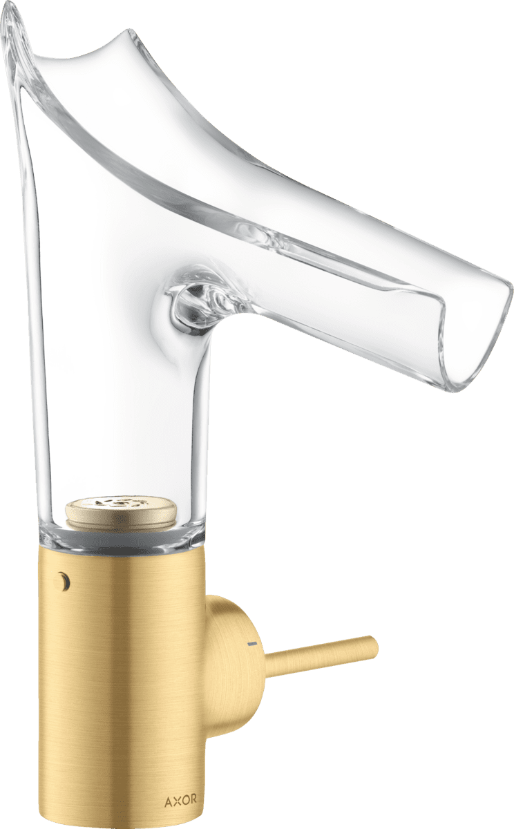 Зображення з  HANSGROHE AXOR Starck V Single lever basin mixer 140 with glass spout and waste set #12112250 - Brushed Gold Optic