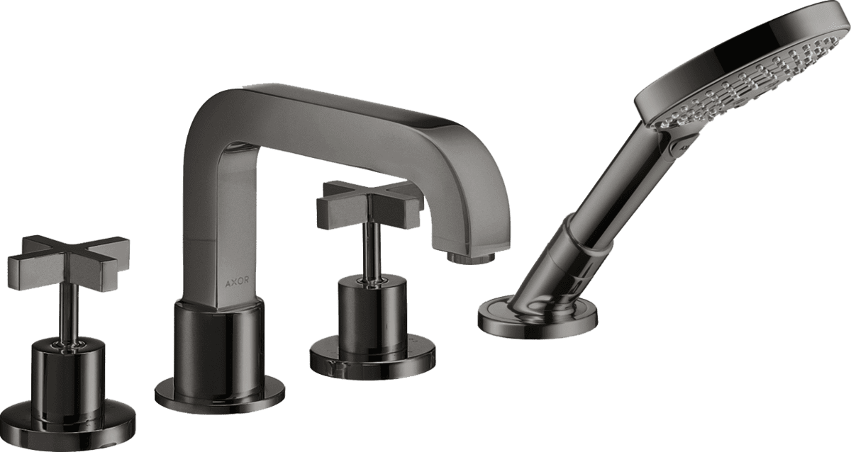 HANSGROHE AXOR Citterio 4-Loch Wannenrandarmatur mit Kreuzgriffen #39445330 - Polished Black Chrome