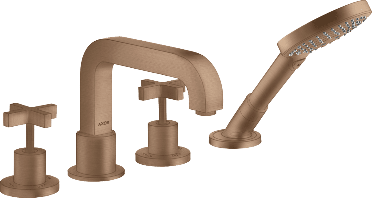 HANSGROHE AXOR Citterio 4-Loch Wannenrandarmatur mit Kreuzgriffen #39445310 - Brushed Red Gold
