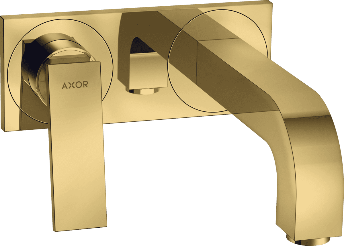 HANSGROHE AXOR Citterio Einhebel-Waschtischmischer Unterputz für Wandmontage mit Hebelgriff, Auslauf 220 mm und Platte #39119990 - Polished Gold Optic