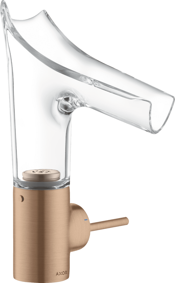 Зображення з  HANSGROHE AXOR Starck V Single lever basin mixer 140 with glass spout and waste set #12112310 - Brushed Red Gold