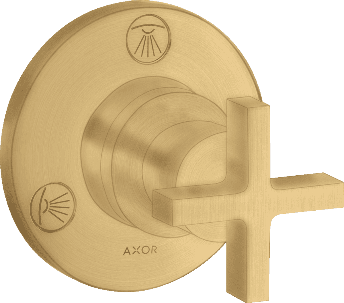 HANSGROHE AXOR Citterio Ab- und Umstellventil Trio/ Quattro Unterputz mit Kreuzgriff #39925250 - Brushed Gold Optic