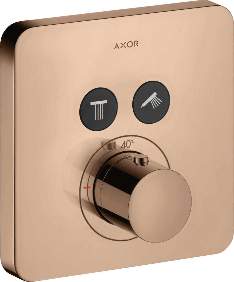 Зображення з  HANSGROHE AXOR ShowerSolutions Thermostat for concealed installation softsquare for 2 functions #36707300 - Polished Red Gold
