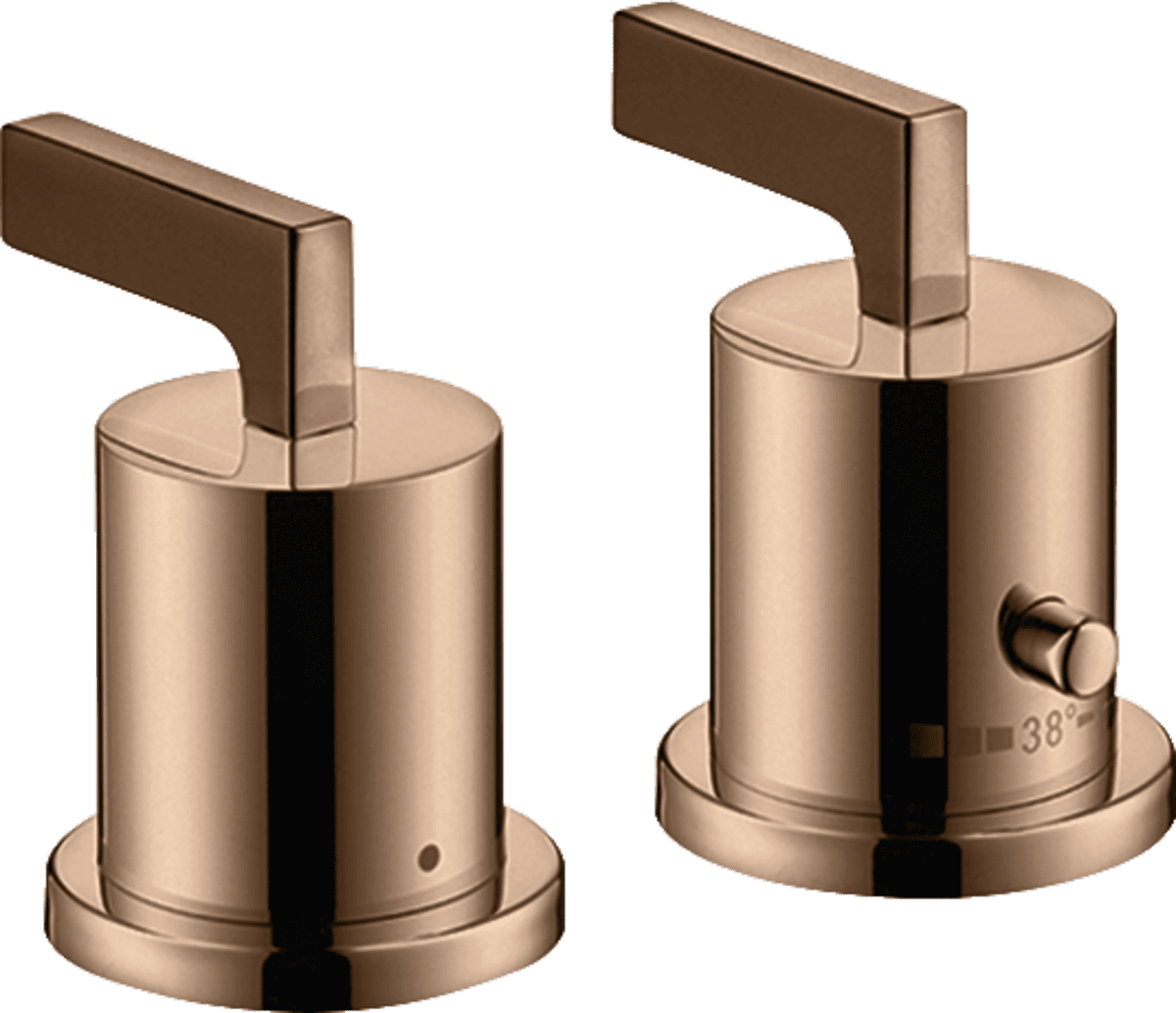 HANSGROHE AXOR Citterio 2-Loch Wannenrandarmatur mit Thermostat und Hebelgriffen #39482300 - Polished Red Gold