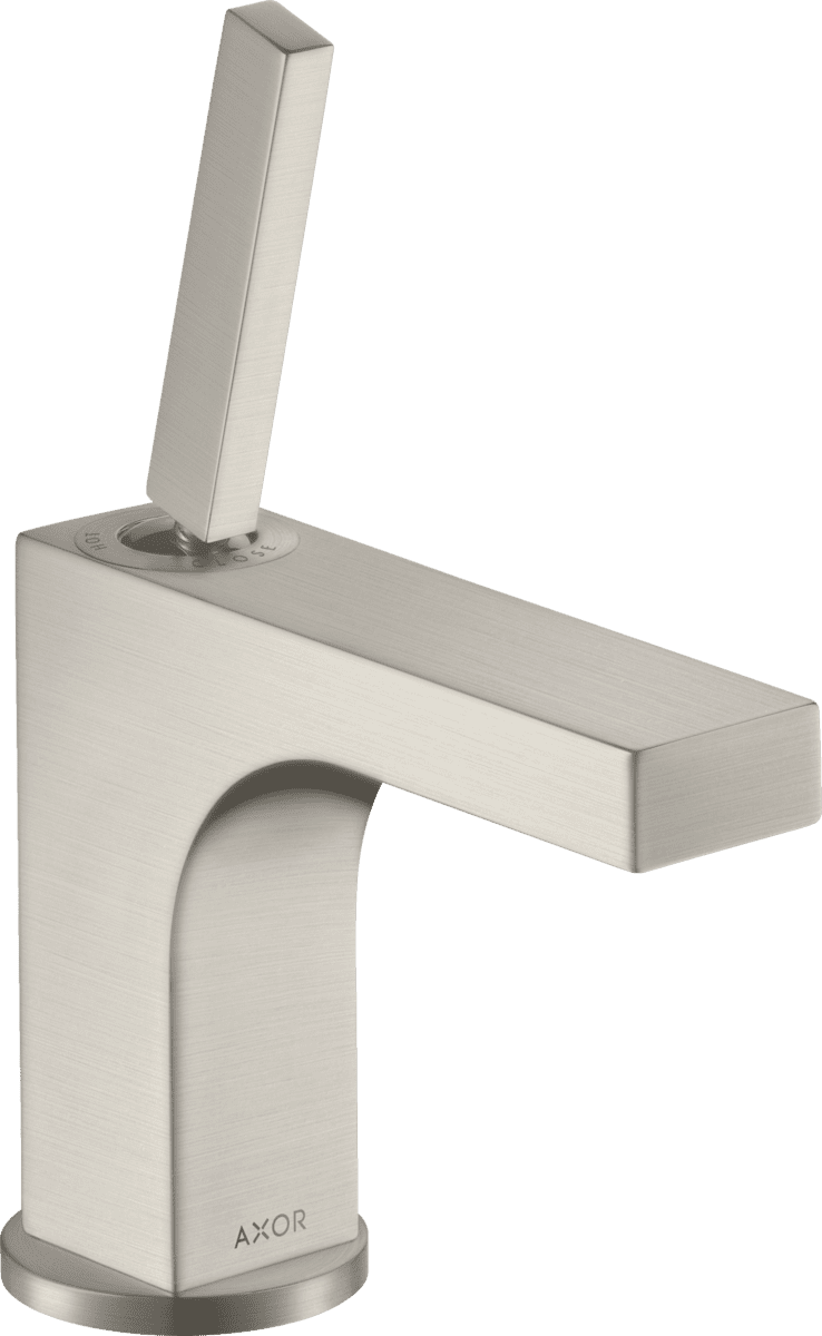 HANSGROHE AXOR Citterio Einhebel-Waschtischmischer 90 mit Pingriff für Handwaschbecken mit Zugstangen-Ablaufgarnitur #39035800 - Edelstahl Optic
