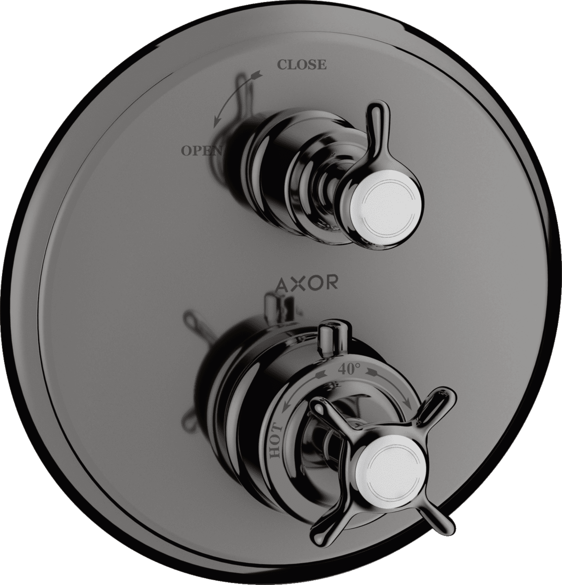 HANSGROHE AXOR Montreux Thermostat Unterputz mit Kreuzgriff und Absperrventil #16800330 - Polished Black Chrome