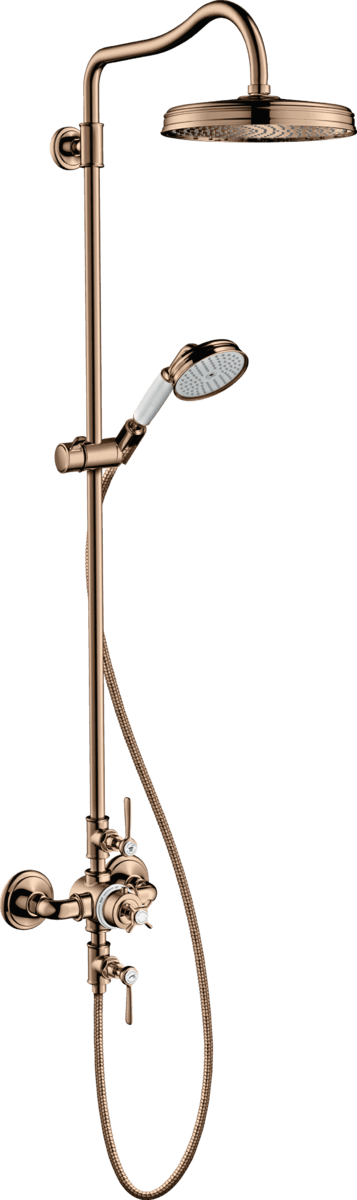 HANSGROHE AXOR Montreux Showerpipe mit Thermostat und Kopfbrause 240 1jet #16572300 - Polished Red Gold
