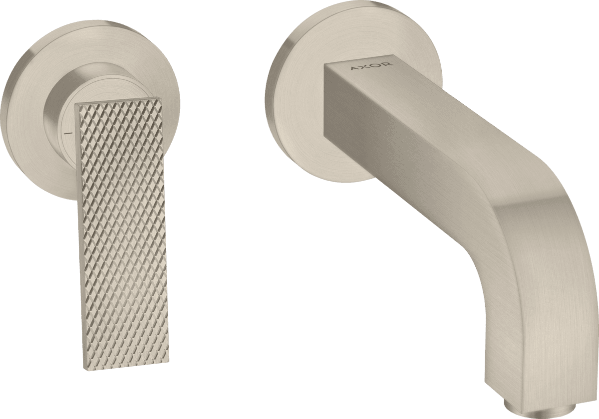 HANSGROHE AXOR Citterio Einhebel-Waschtischmischer Unterputz für Wandmontage mit Hebelgriff, Auslauf 220 mm und Rosetten - Rautenschliff #39181820 - Brushed Nickel