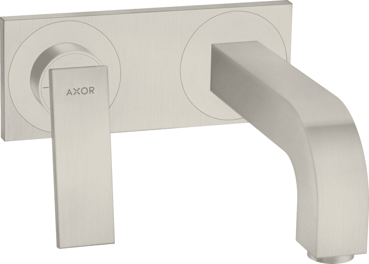 HANSGROHE AXOR Citterio Einhebel-Waschtischmischer Unterputz für Wandmontage mit Hebelgriff, Auslauf 220 mm und Platte #39119800 - Edelstahl Optic