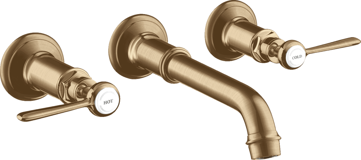 HANSGROHE AXOR Montreux 3-Loch Waschtischarmatur Unterputz für Wandmontage mit Auslauf 165 - 225 mm und Hebelgriffen #16534140 - Brushed Bronze
