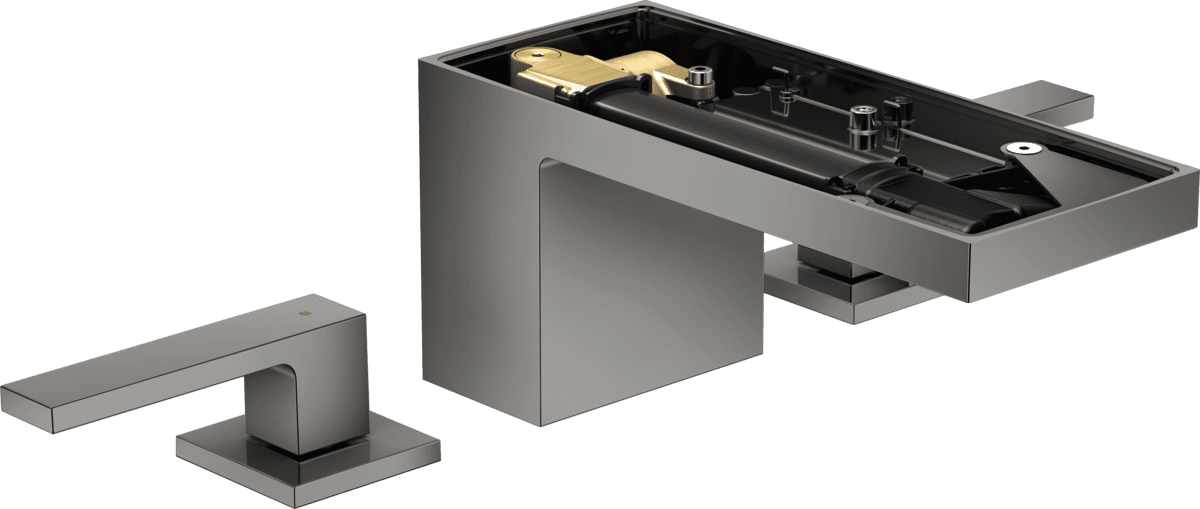 HANSGROHE AXOR MyEdition 3-Delikli lavabo bataryası 70, bas-aç gider seti ile plakasız #47052330 - Parlak Siyah Krom resmi