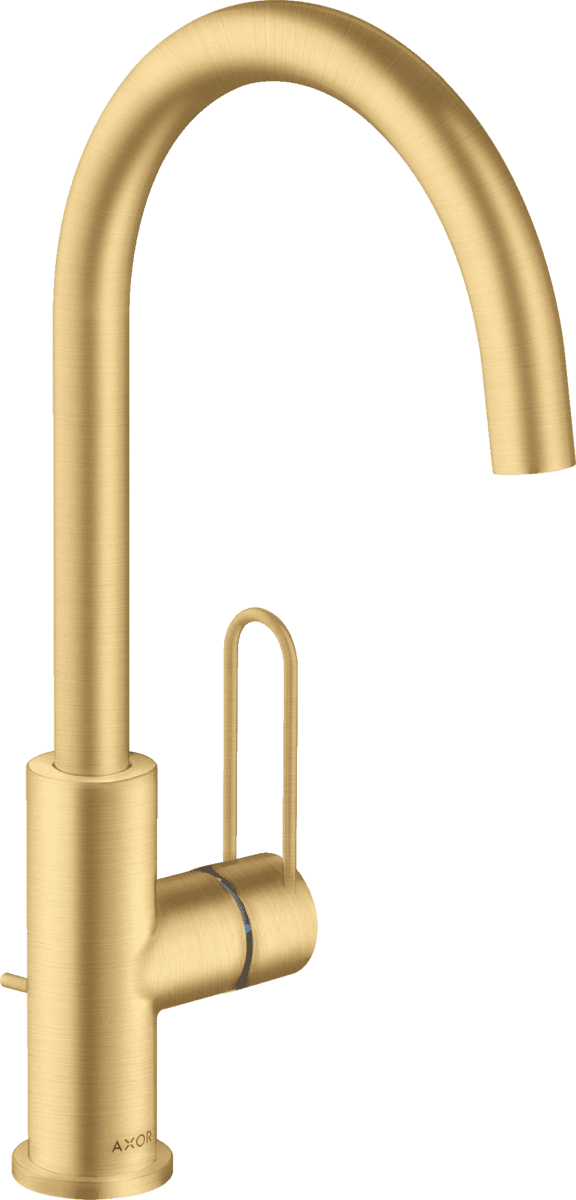 HANSGROHE AXOR Uno Einhebel-Waschtischmischer 240 mit Bügelgriff und Zugstangen-Ablaufgarnitur #38036250 - Brushed Gold Optic