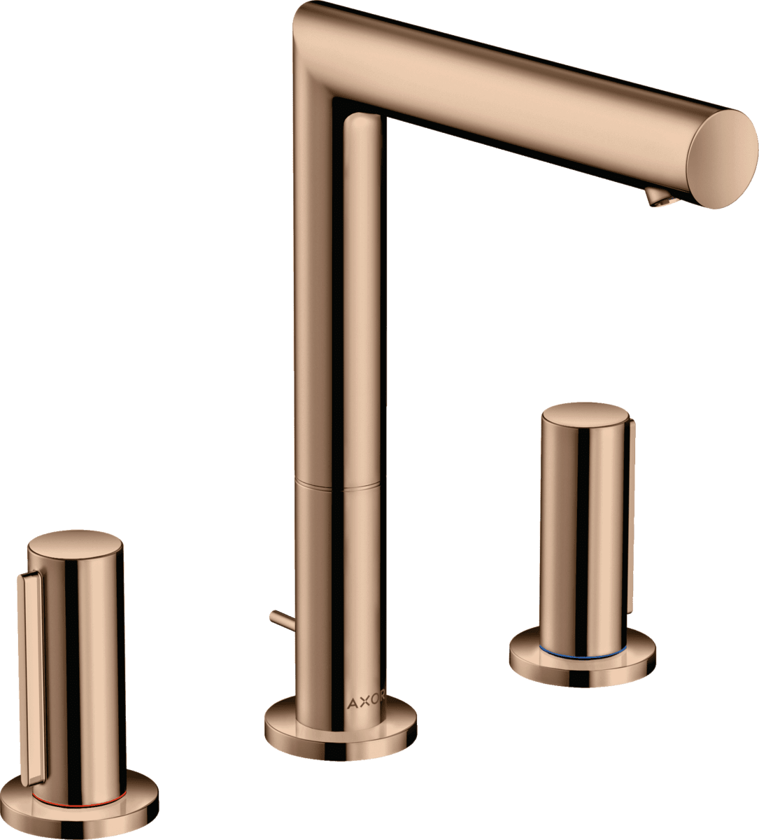 Зображення з  HANSGROHE AXOR Uno 3-hole basin mixer 200 with zero handles and pop-up waste set #45133300 - Polished Red Gold