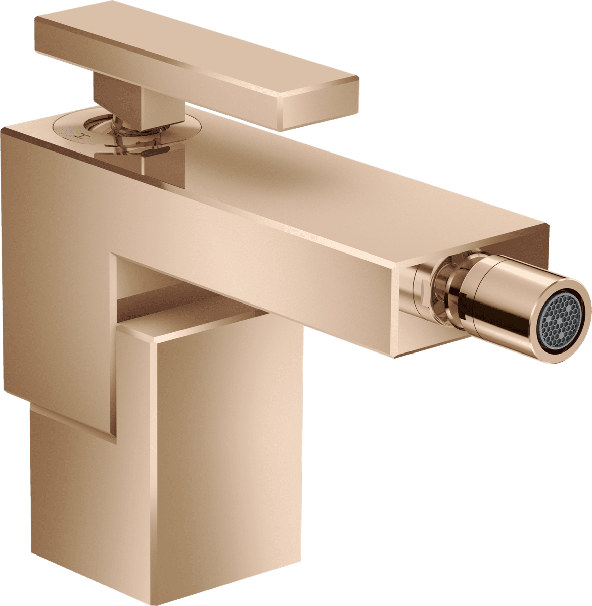 HANSGROHE AXOR Edge Einhebel-Bidetmischer mit Push-Open Ablaufgarnitur #46210300 - Polished Red Gold