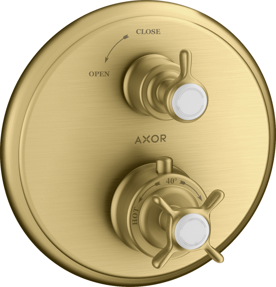 HANSGROHE AXOR Montreux Thermostat Unterputz mit Kreuzgriff und Absperrventil #16800250 - Brushed Gold Optic