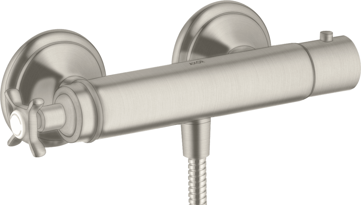 HANSGROHE AXOR Montreux Brausethermostat Aufputz mit Kreuzgriff #16261800 - Edelstahl Optic