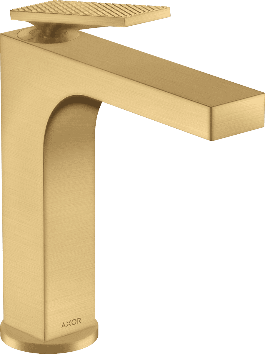 HANSGROHE AXOR Citterio Einhebel-Waschtischmischer 160 mit Hebelgriff und Zugstangen-Ablaufgarnitur - Rautenschliff #39071250 - Brushed Gold Optic