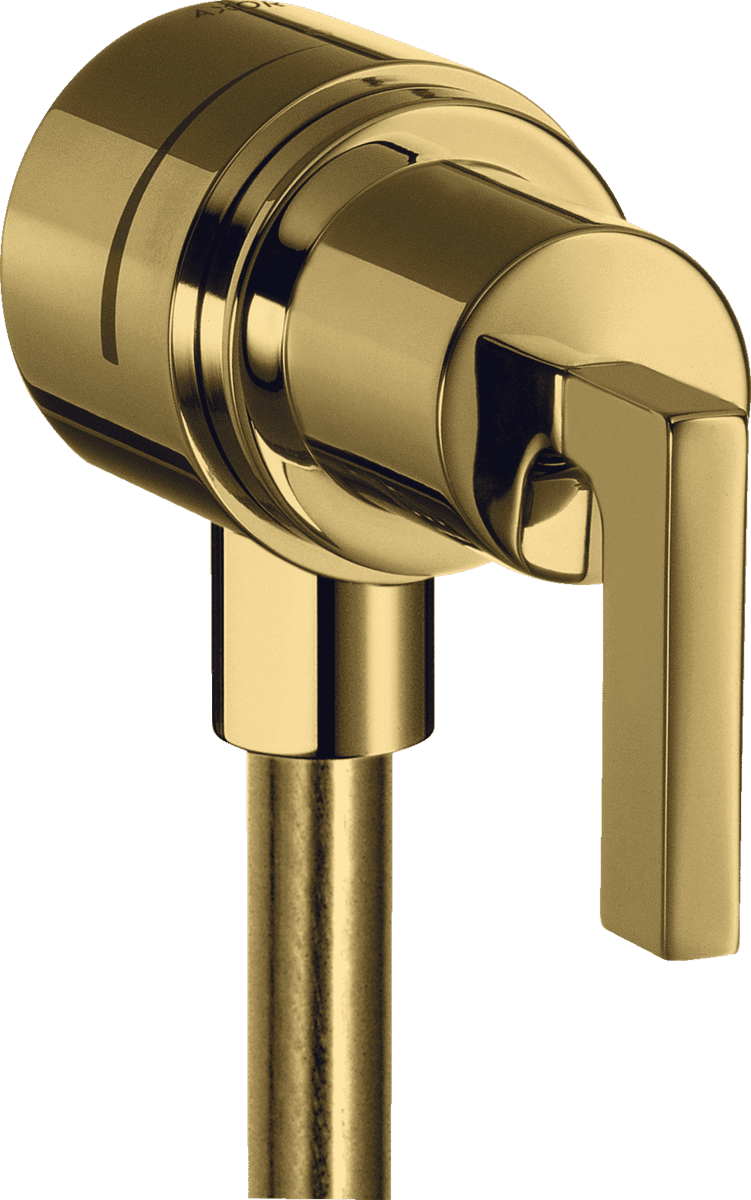 HANSGROHE AXOR Citterio Wandanschluss Stop mit Rückflussverhinderer, Absperrventil und Hebelgriff #39882990 - Polished Gold Optic