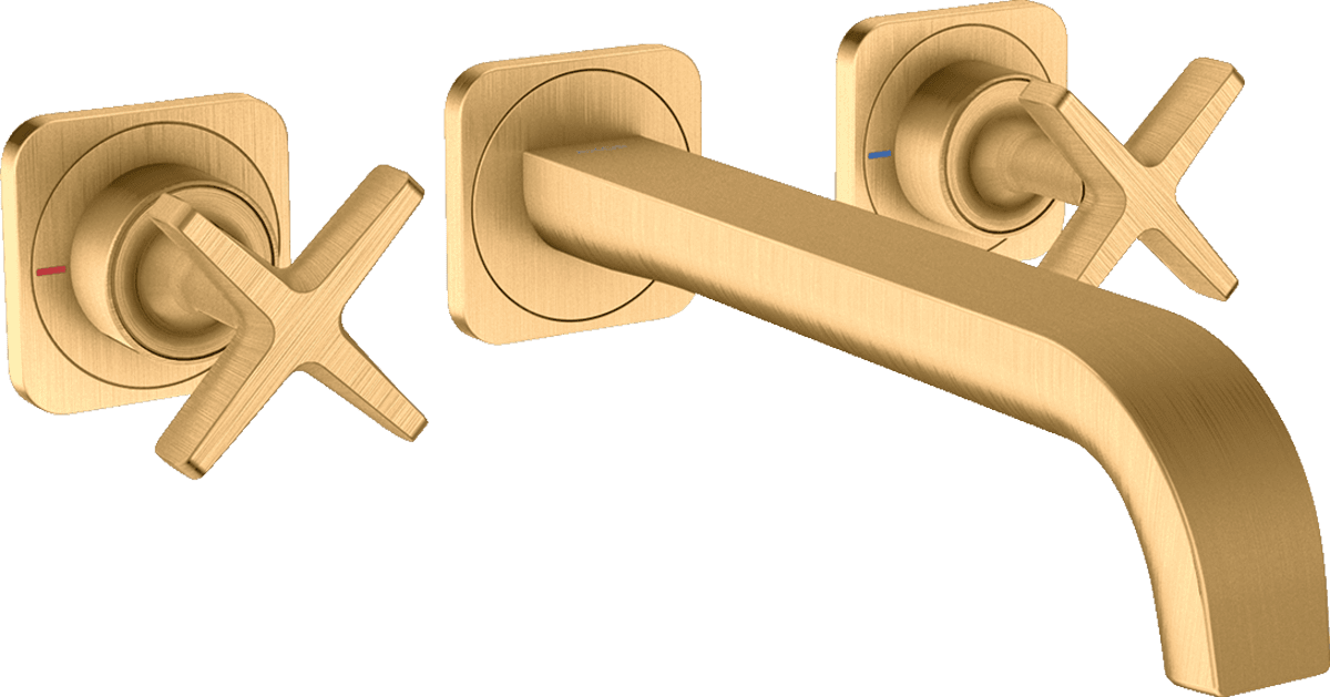 εικόνα του HANSGROHE AXOR Citterio E 3-hole basin mixer for concealed installation wall-mounted with spout 220 mm and escutcheons #36107950 - Brushed Brass