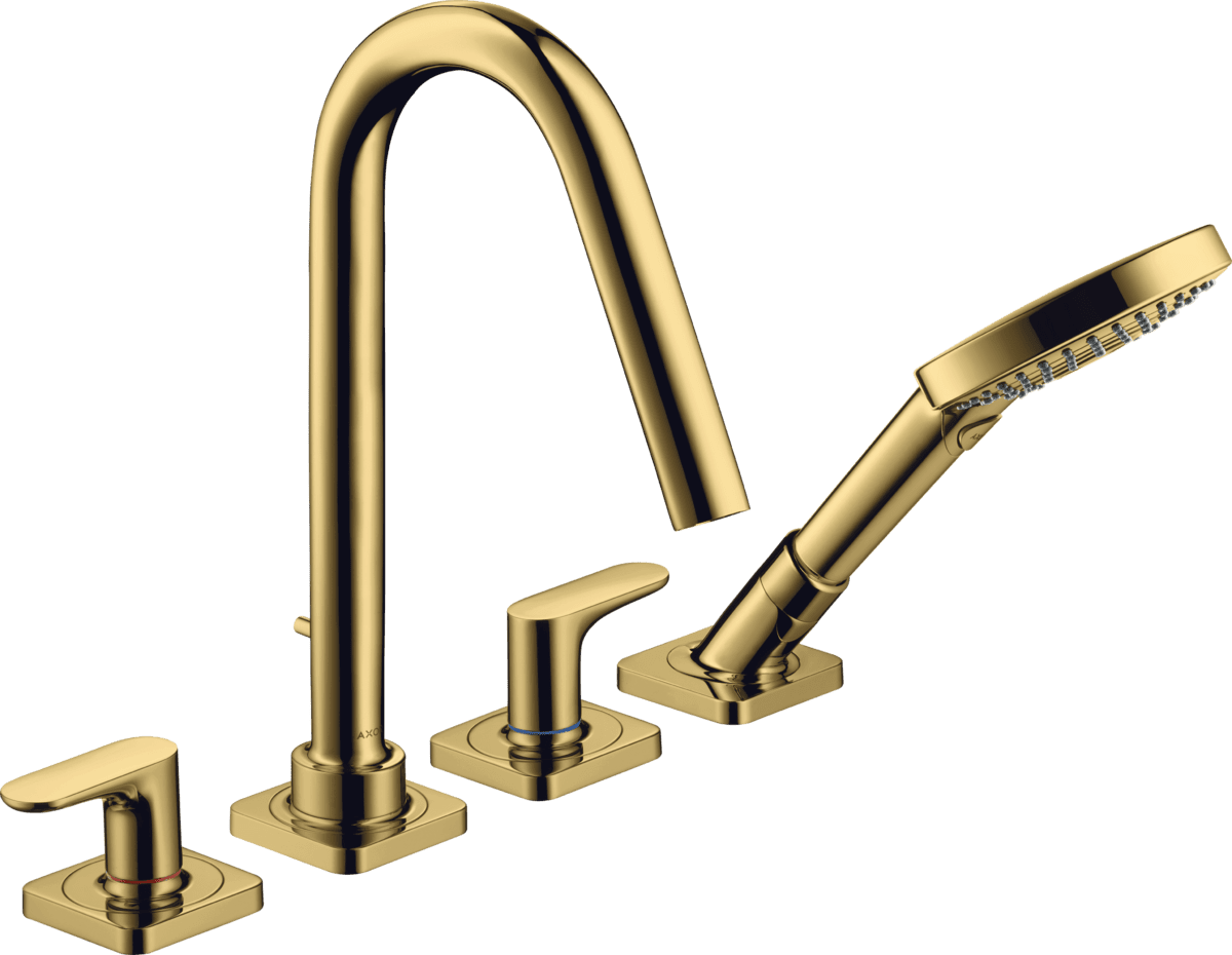 HANSGROHE AXOR Citterio M 4-Loch Fliesenrandarmatur mit Hebelgriffen und Rosetten #34454990 - Polished Gold Optic