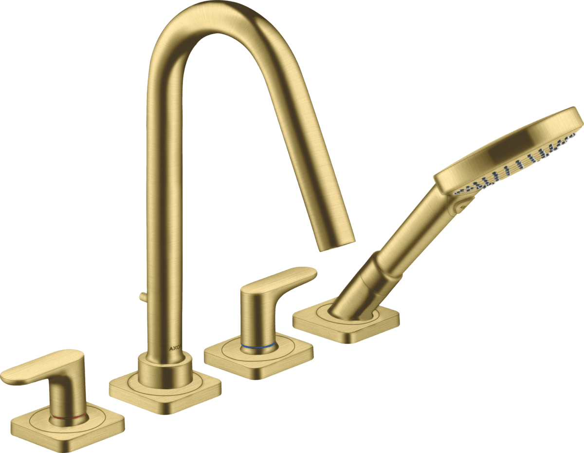 HANSGROHE AXOR Citterio M 4-Loch Fliesenrandarmatur mit Hebelgriffen und Rosetten #34454950 - Brushed Brass