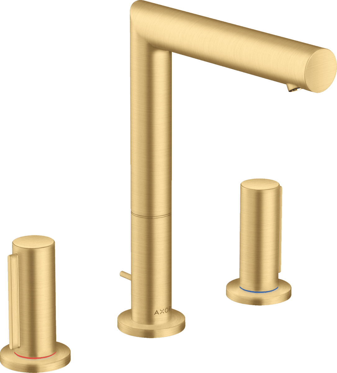 Зображення з  HANSGROHE AXOR Uno 3-hole basin mixer 200 with zero handles and pop-up waste set #45133250 - Brushed Gold Optic