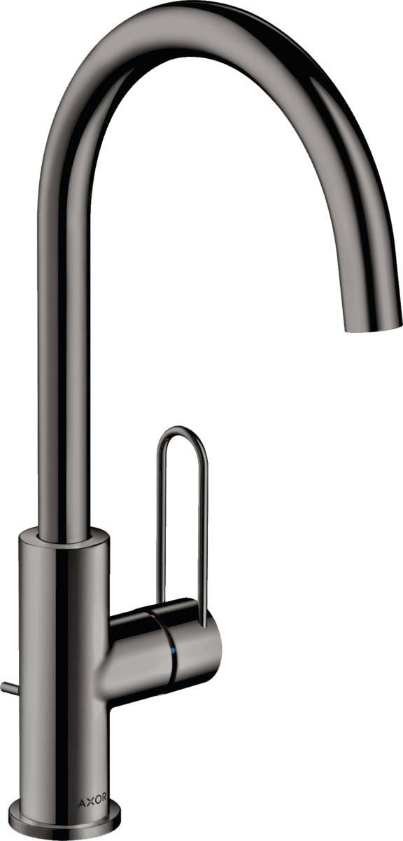 HANSGROHE AXOR Uno Einhebel-Waschtischmischer 240 mit Bügelgriff und Zugstangen-Ablaufgarnitur #38036330 - Polished Black Chrome