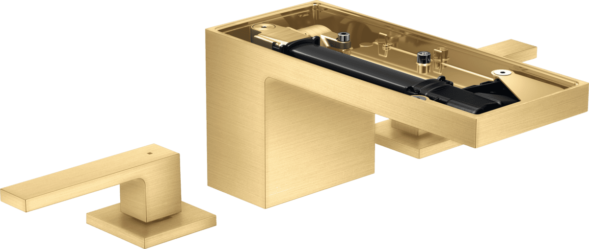 HANSGROHE AXOR MyEdition 3-Delikli lavabo bataryası 70, bas-aç gider seti ile plakasız #47052250 - Mat Altın Optik resmi