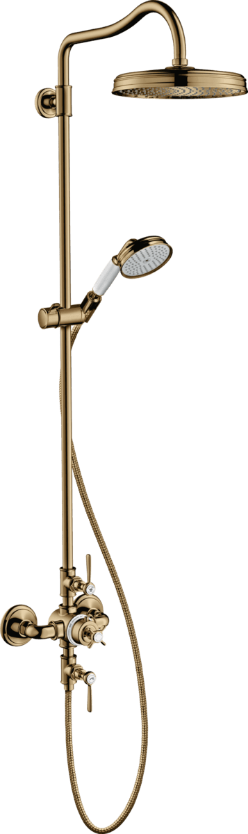 HANSGROHE AXOR Montreux Showerpipe mit Thermostat und Kopfbrause 240 1jet Polished Bronze 16572130