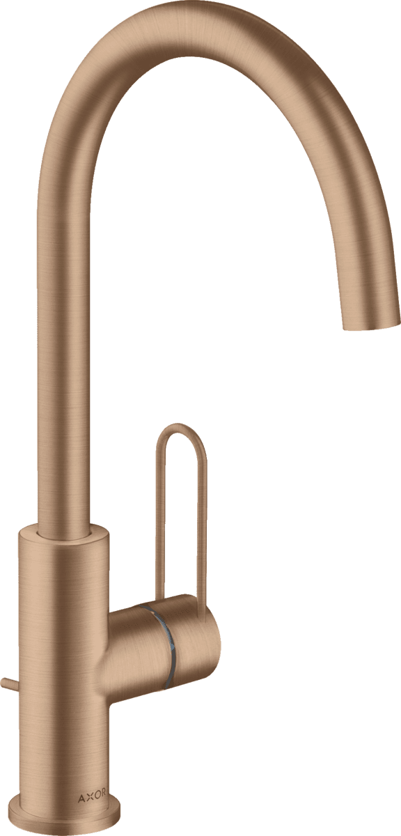 HANSGROHE AXOR Uno Einhebel-Waschtischmischer 240 mit Bügelgriff und Zugstangen-Ablaufgarnitur #38036310 - Brushed Red Gold